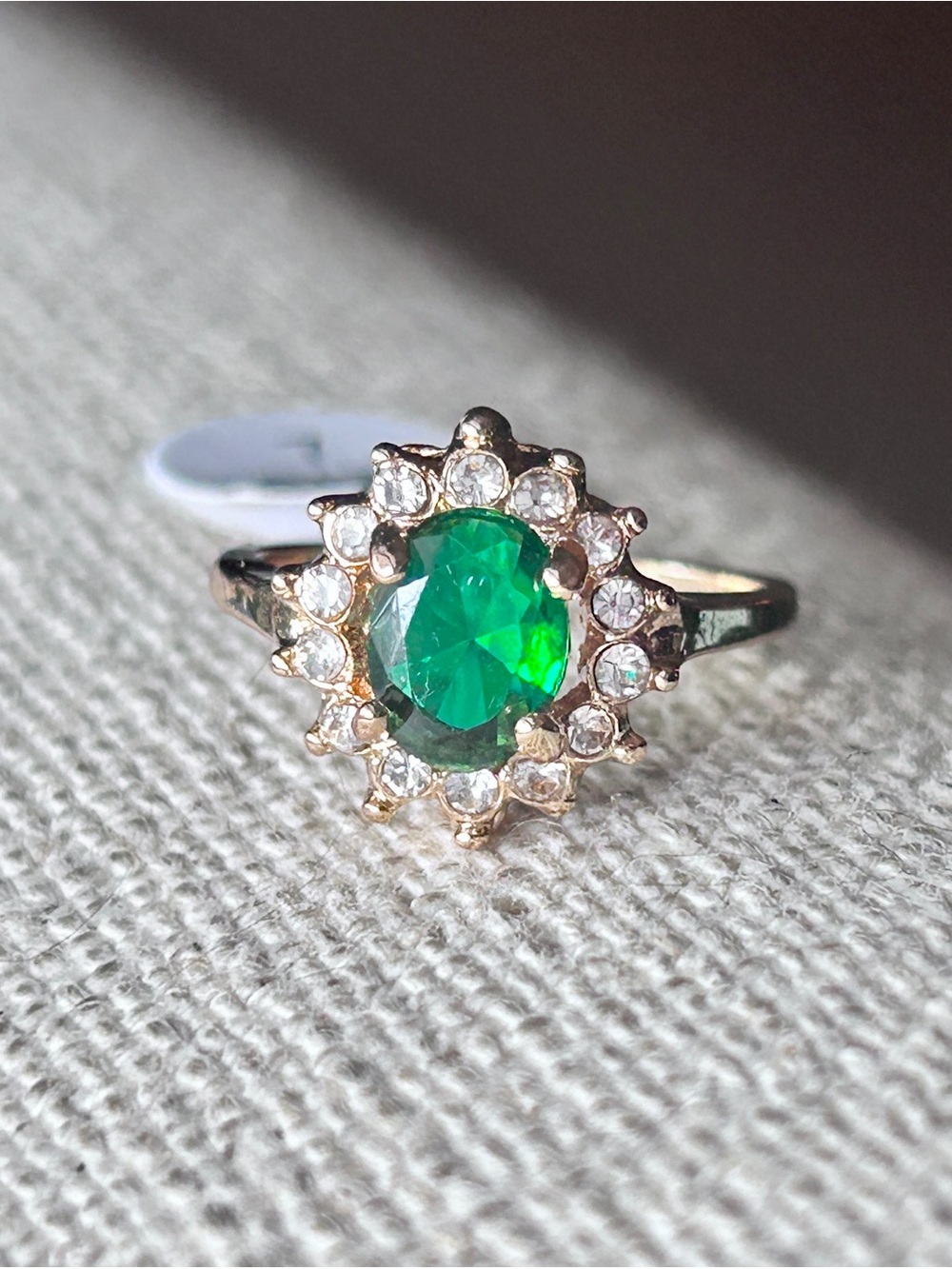 Emerald Halo Cocktail Ring - size 7